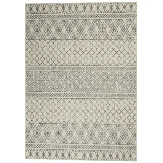 Ivory and Gray Geometric Area Rug Photo 1