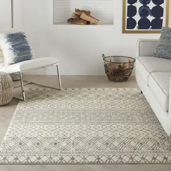 Ivory and Gray Geometric Area Rug Photo 7