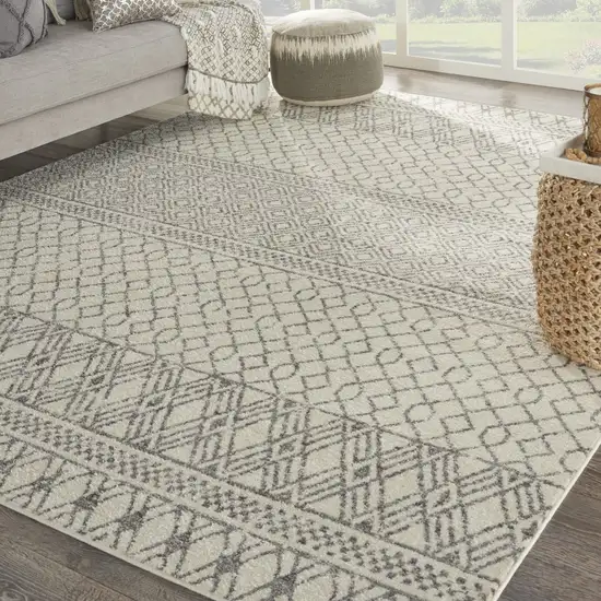 Ivory and Gray Geometric Area Rug Photo 7