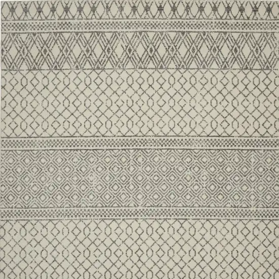 Ivory and Gray Geometric Area Rug Photo 9