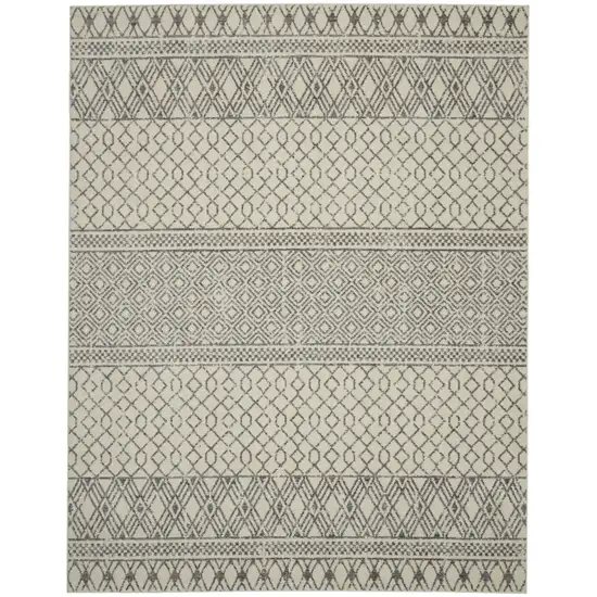 Ivory and Gray Geometric Area Rug Photo 1