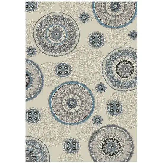 Ivory and Gray Geometric Area Rug Photo 4