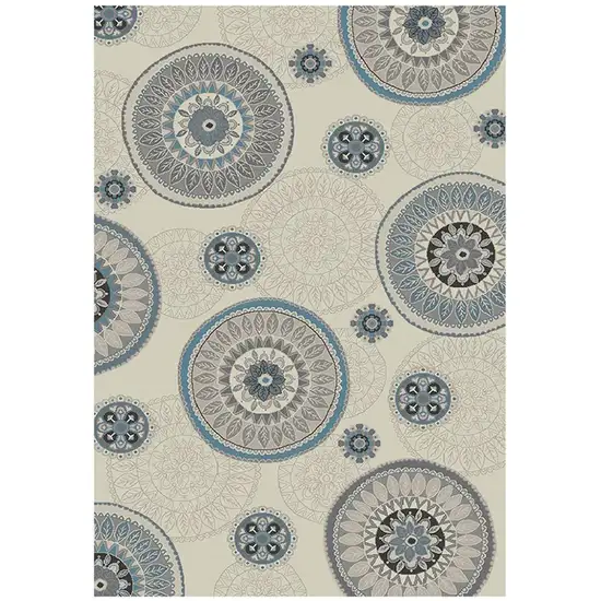 Ivory and Gray Geometric Area Rug Photo 2