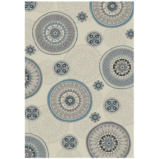 Ivory and Gray Geometric Area Rug Photo 3