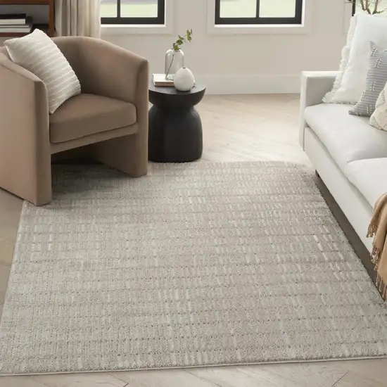 Ivory and Gray Geometric Area Rug Photo 8