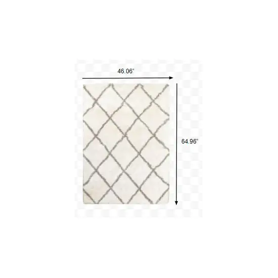 Ivory and Gray Geometric Lattice Area Rug Photo 2