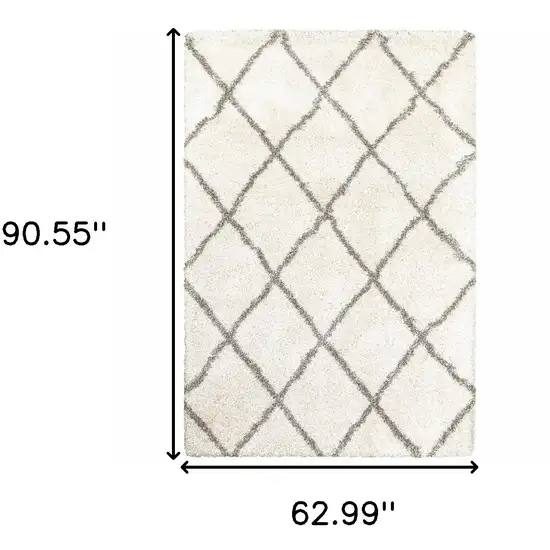 Ivory and Gray Geometric Lattice Area Rug Photo 6