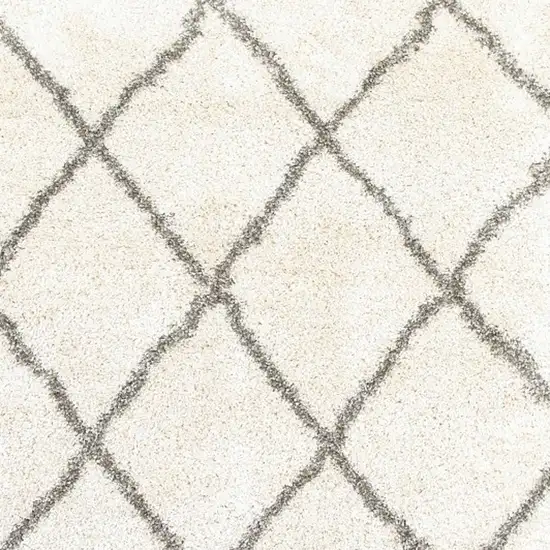 Ivory and Gray Geometric Lattice Area Rug Photo 4