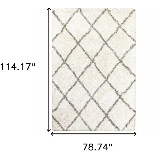 Ivory and Gray Geometric Lattice Area Rug Photo 6