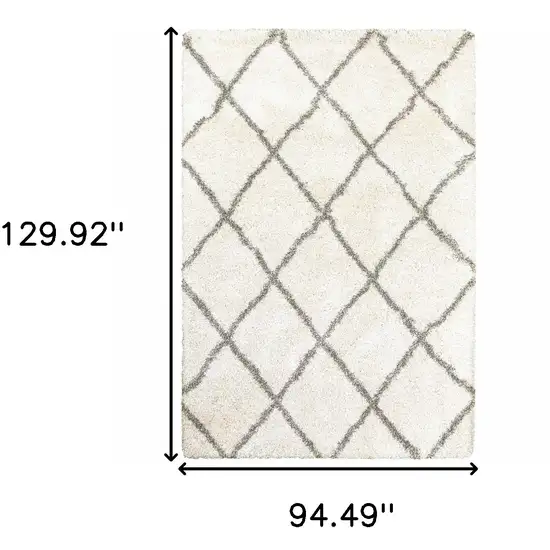 Ivory and Gray Geometric Lattice Area Rug Photo 6