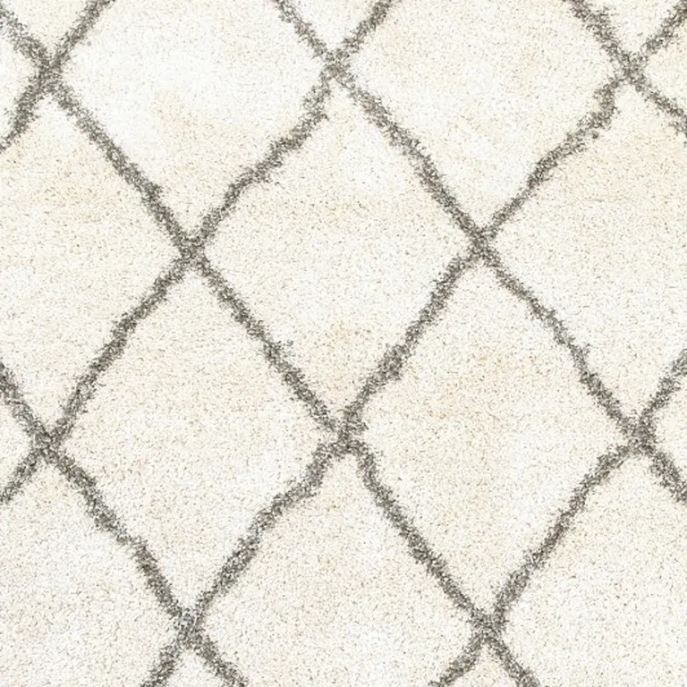 Ivory and Gray Geometric Lattice Scatter Rug Photo 4