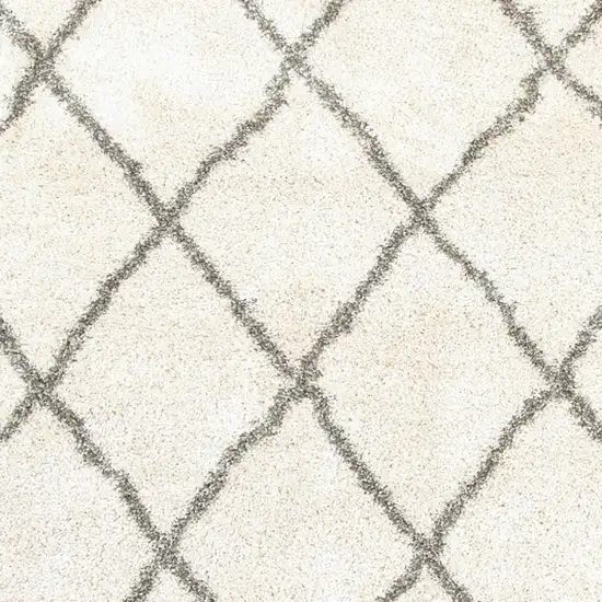 Ivory and Gray Geometric Lattice Scatter Rug Photo 5