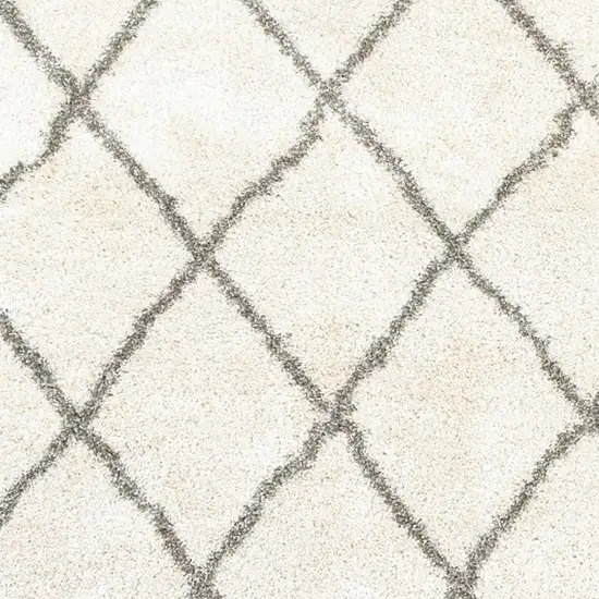 Ivory And Gray Geometric Lattice Scatter Rug Photo 5