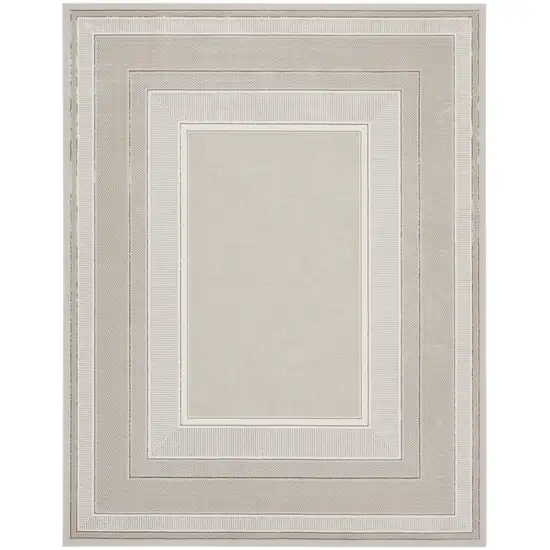 Ivory and Gray Geometric Non Skid Area Rug Photo 2