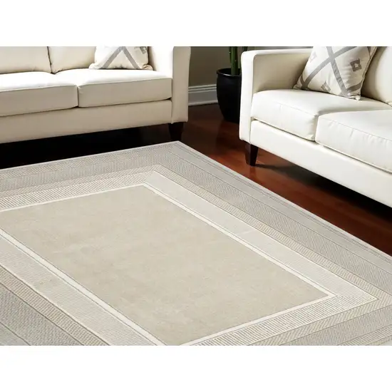 Ivory and Gray Geometric Non Skid Area Rug Photo 1