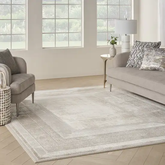 Ivory and Gray Geometric Non Skid Area Rug Photo 9