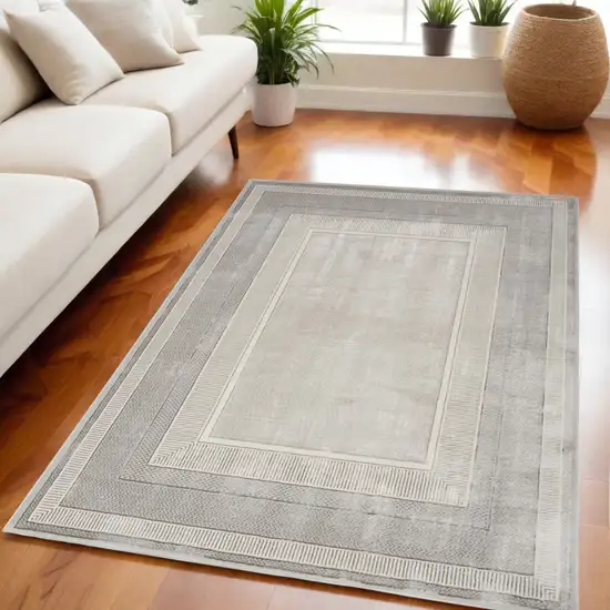 Ivory and Gray Geometric Non Skid Area Rug Photo 1