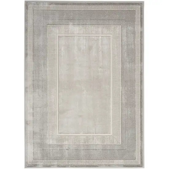 Ivory and Gray Geometric Non Skid Area Rug Photo 5