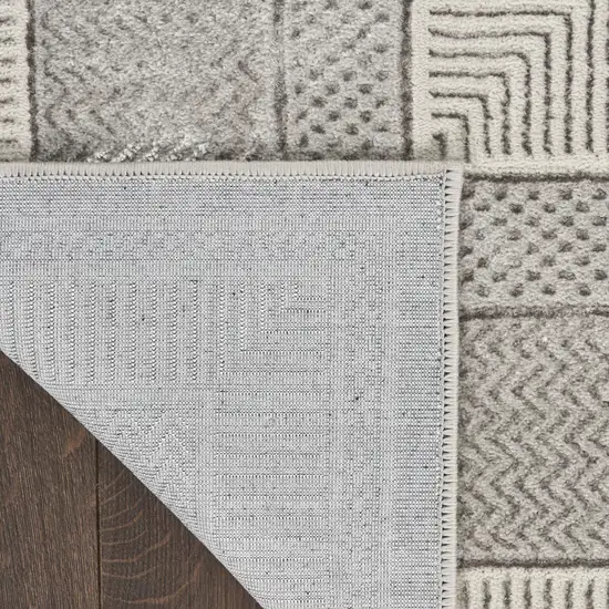 Ivory and Gray Geometric Non Skid Area Rug Photo 9