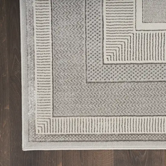 Ivory and Gray Geometric Non Skid Area Rug Photo 6