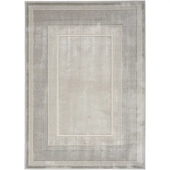 Ivory and Gray Geometric Non Skid Area Rug Photo 2