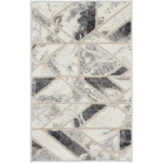 Ivory and Gray Geometric Non Skid Area Rug Photo 5