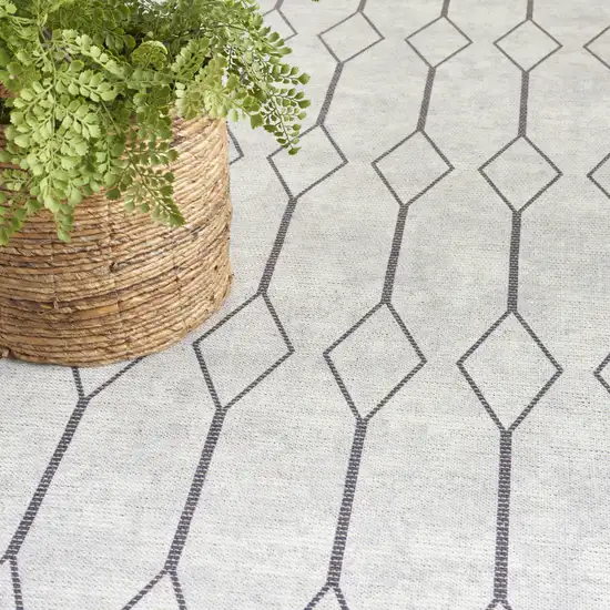 Ivory and Gray Geometric Power Loom Area Rug Photo 9