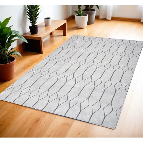 Ivory and Gray Geometric Power Loom Area Rug Photo 1