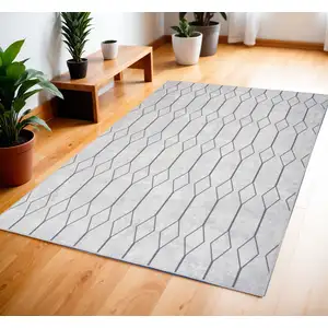 Photo of Ivory and Gray Geometric Power Loom Area Rug