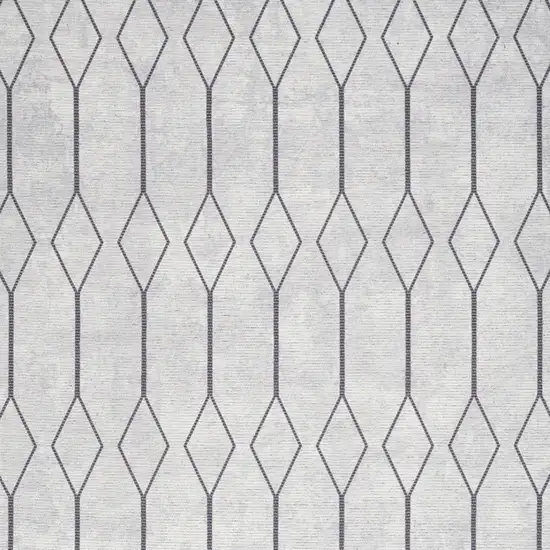 Ivory and Gray Geometric Power Loom Area Rug Photo 4