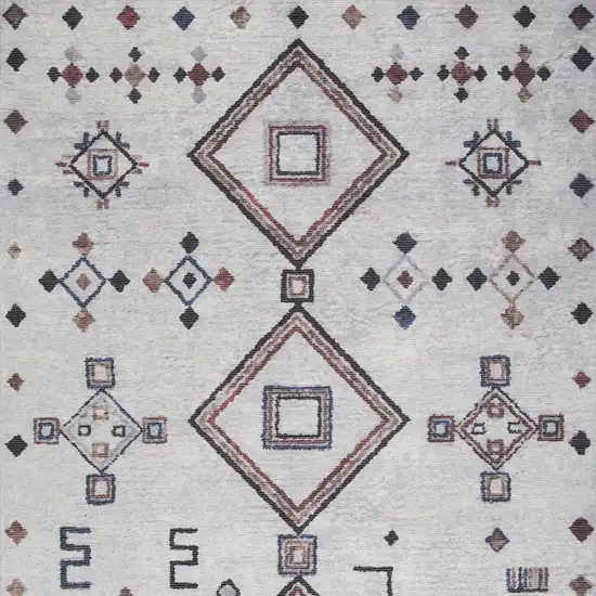 Ivory and Gray Geometric Power Loom Area Rug Photo 8