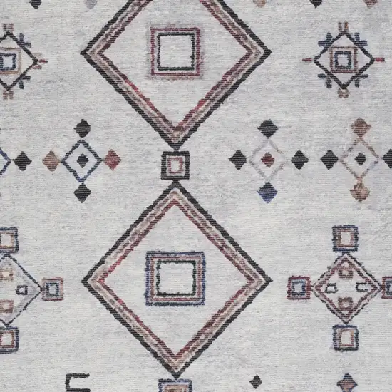 Ivory and Gray Geometric Power Loom Area Rug Photo 7