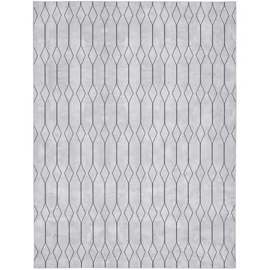 Ivory and Gray Geometric Power Loom Washable Area Rug Photo 1