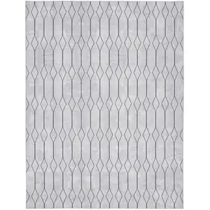 Photo of Ivory and Gray Geometric Power Loom Washable Area Rug