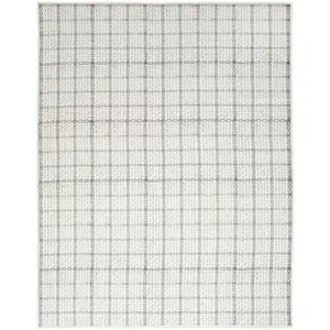 Photo of Ivory and Gray Geometric Power Loom Washable Non Skid Area Rug