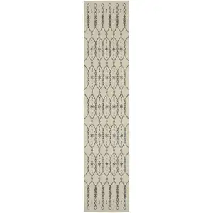 Photo of Ivory and Gray Geometric Runner Rug