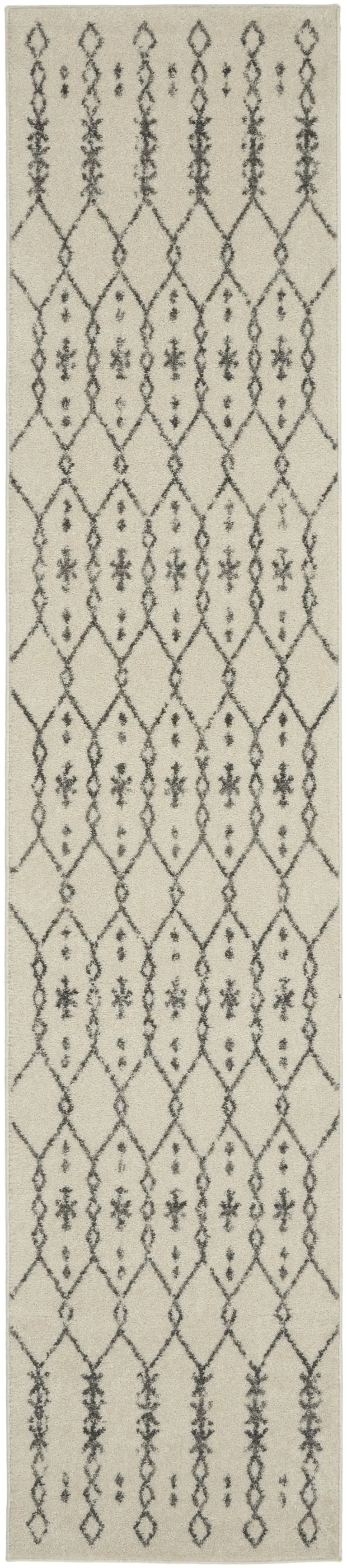 Ivory and Gray Geometric Runner Rug Photo 1