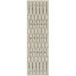 Photo of Ivory and Gray Geometric Runner Rug