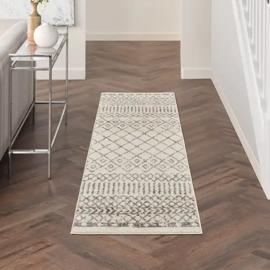 6' Gray Geometric Power Loom Runner Rug Photo 5