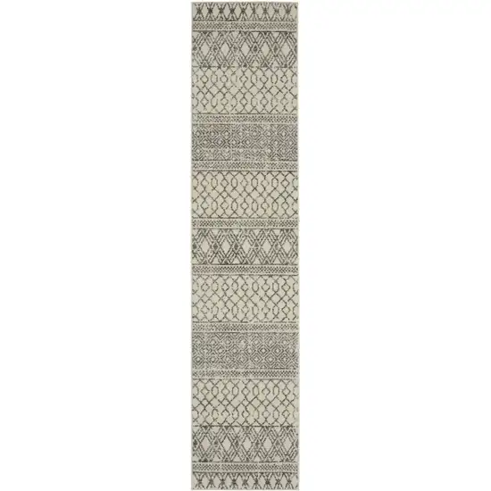 10' Gray Geometric Power Loom Runner Rug Photo 9