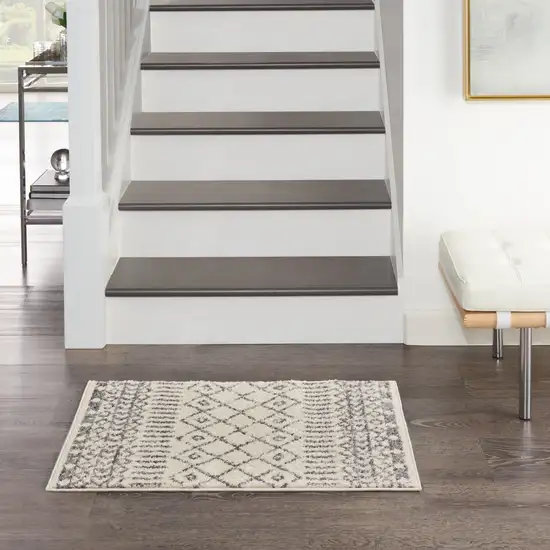 Ivory and Gray Geometric Scatter Rug Photo 9