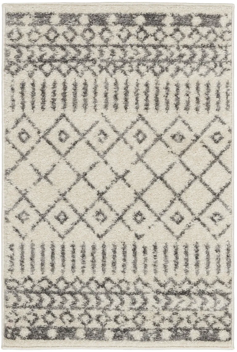 Ivory and Gray Geometric Scatter Rug Photo 1