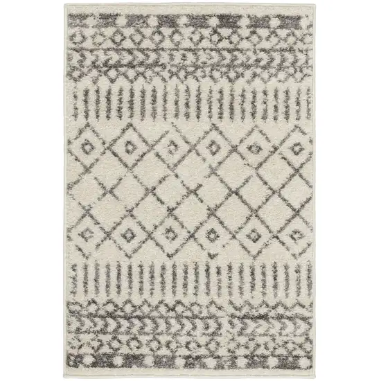 Ivory and Gray Geometric Scatter Rug Photo 1