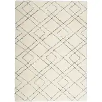 Photo of Ivory and Gray Geometric Shag Area Rug