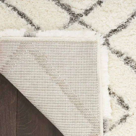 Ivory and Gray Geometric Shag Area Rug Photo 5