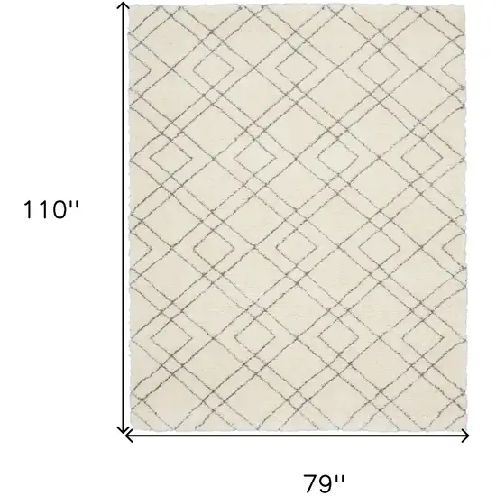 Ivory and Gray Geometric Shag Area Rug Photo 3