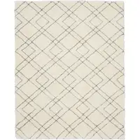 Photo of Ivory and Gray Geometric Shag Area Rug