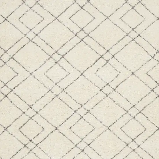 Ivory and Gray Geometric Shag Area Rug Photo 6