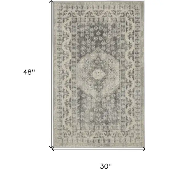 Ivory and Gray Medallion Area Rug Photo 3