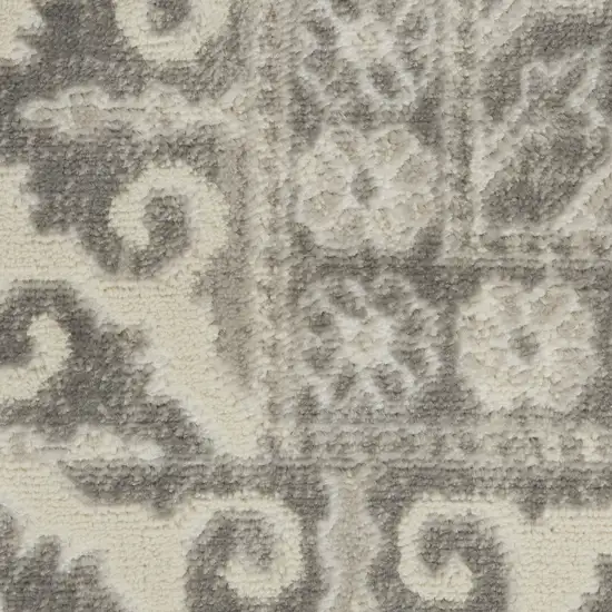 Ivory and Gray Medallion Area Rug Photo 9